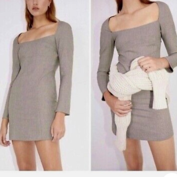 Zara Houndstooth Long Sleeve Mini Dress - Picture 6 of 6